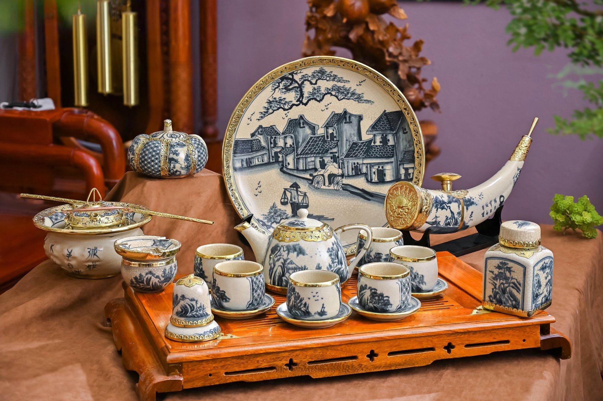 Bộ ấm chén men rạn cổ