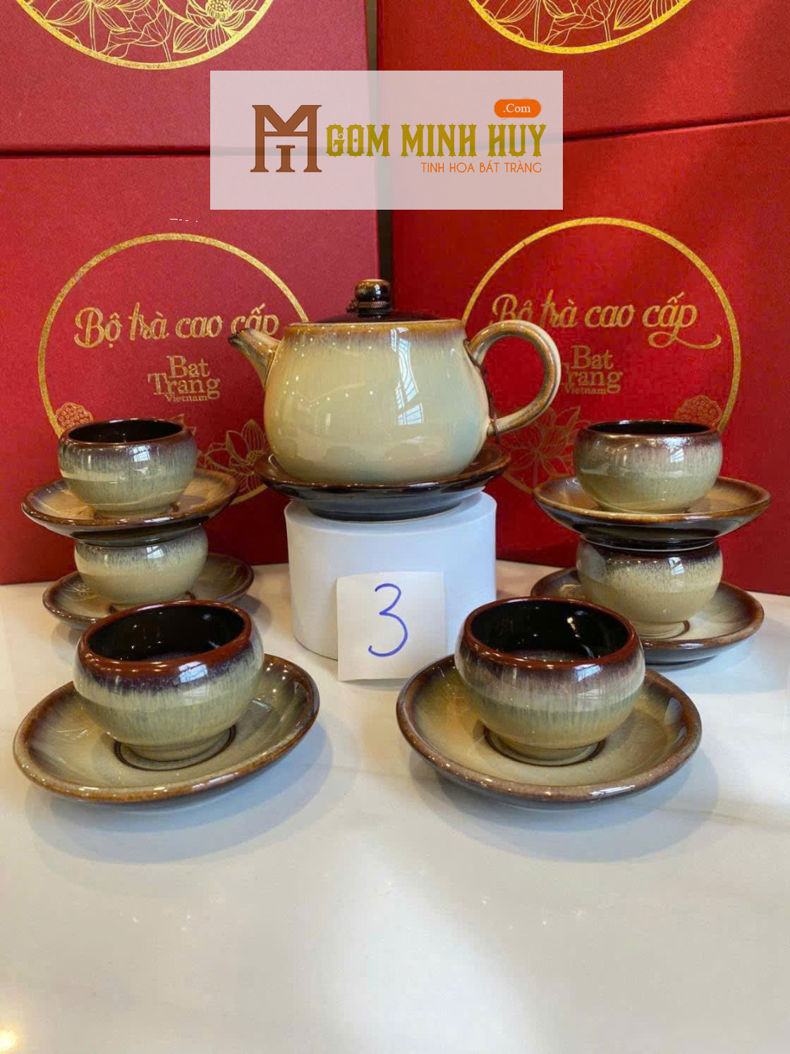 Bộ Ấm Chén Bát Tràng - Hổ Phách Tinh Vân - HB03