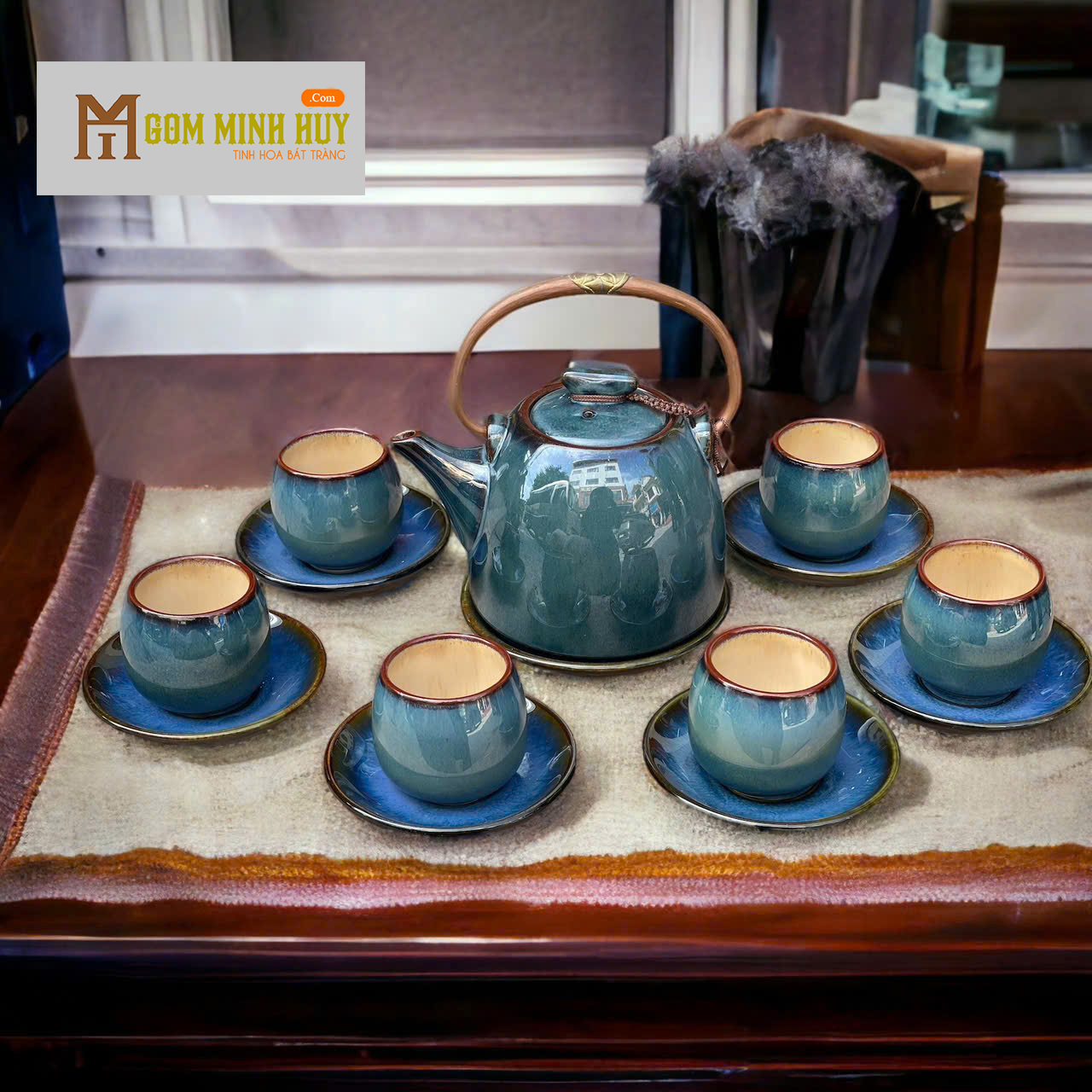 Bộ ấm chén Bát Tràng - Hỏa Biến Phúc Lộc - HB05