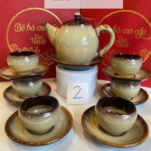 Bộ Ấm Chén Bát Tràng - Hổ Phách An Nhiên - HB02