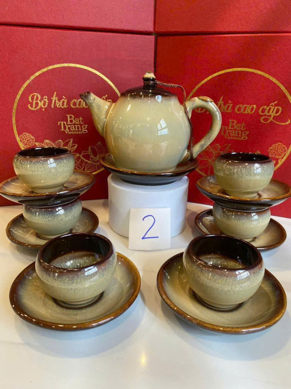 Bộ Ấm Chén Bát Tràng - Hổ Phách An Nhiên - HB02 - Ảnh 2