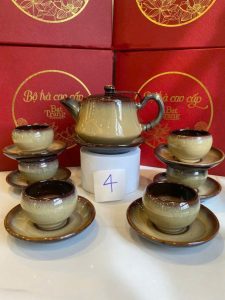 Bộ Ấm Chén Bát Tràng Hổ Phách Phúc Quang