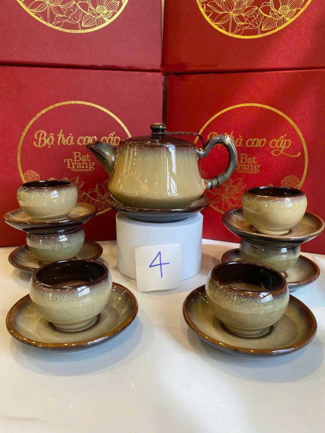 Bộ Ấm Chén Bát Tràng - Hổ Phách Phúc Quang - HB04 - Ảnh 2