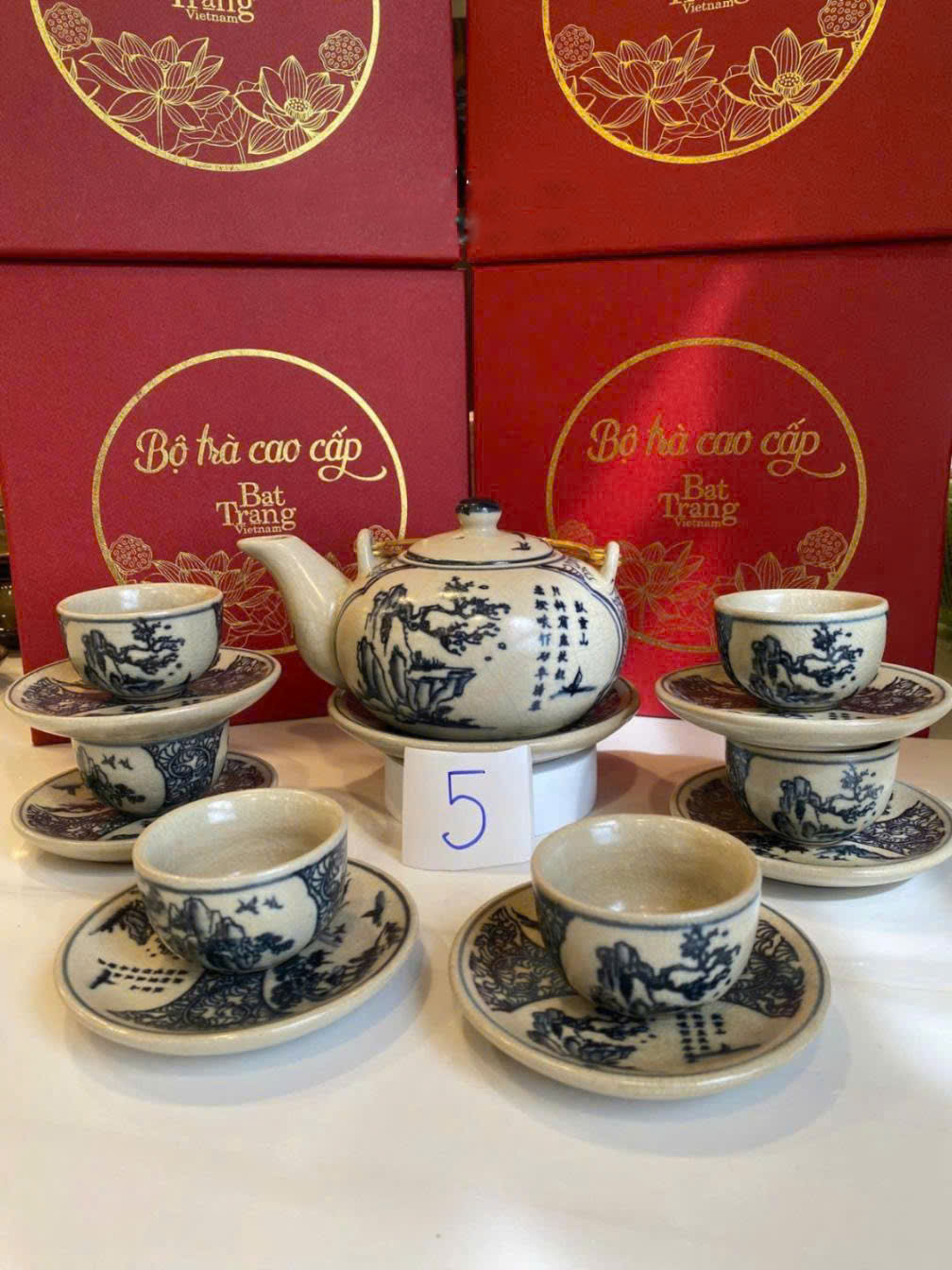 Bộ Ấm Chén Bát Tràng Cao Cấp - Sơn Thủy Hữu Tình - R03 - Ảnh 2