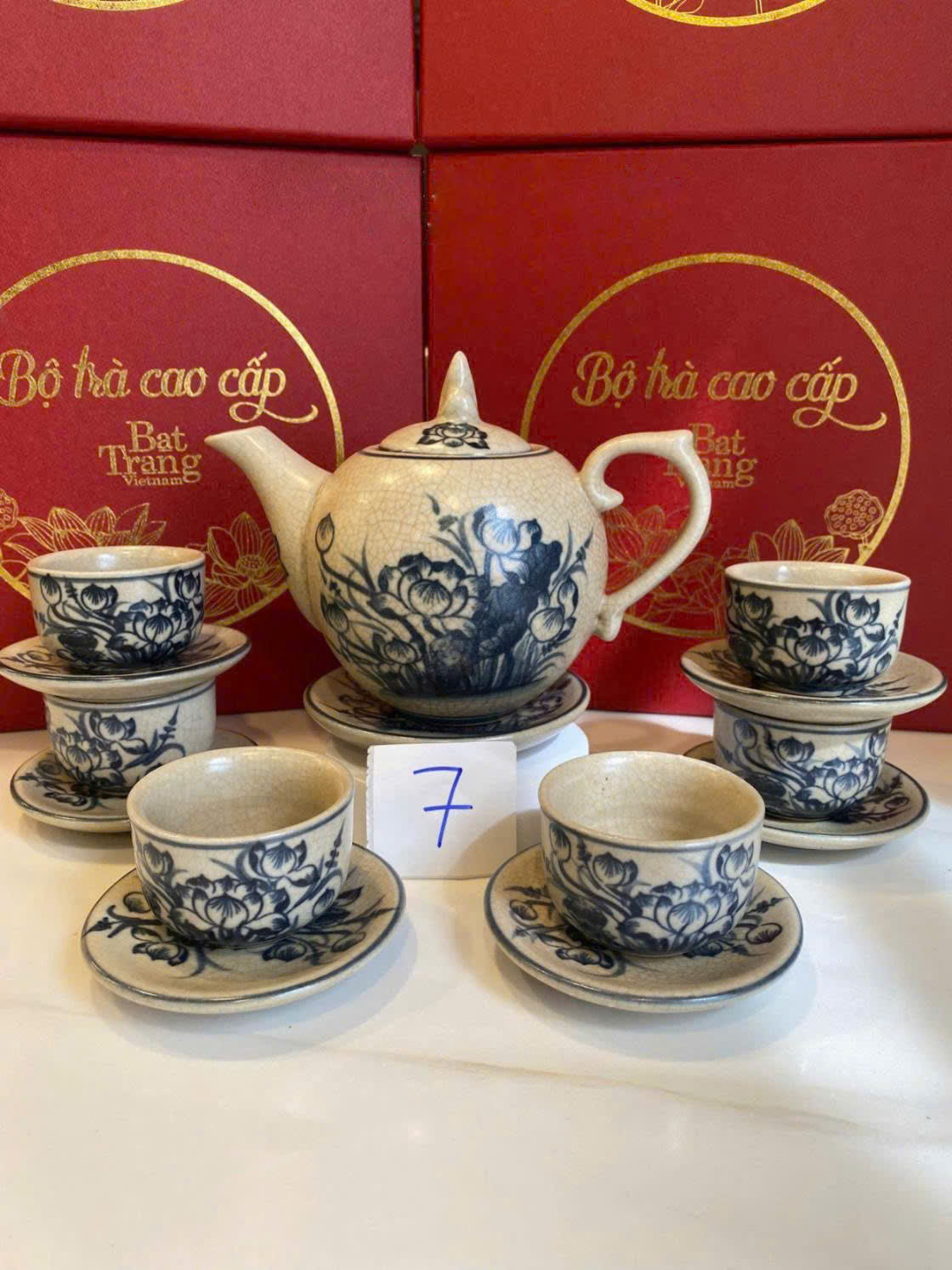 Bộ Ấm Chén Bát Tràng Cao Cấp - Phúc Liên Hoa Tịnh Ấm - R01 - Ảnh 3