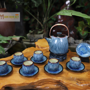 Bộ Ấm Chén Bát Tràng - Phát Tài Phát Lộc - HB06