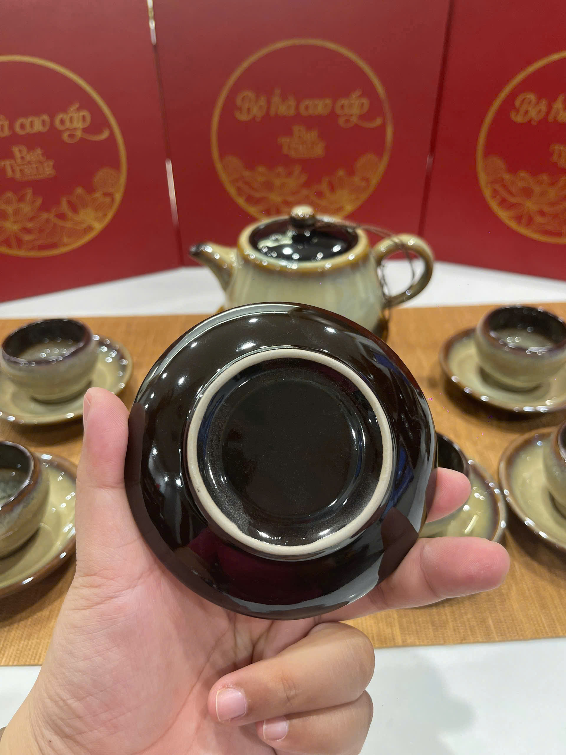 Bộ Ấm Chén Bát Tràng - Hổ Phách Phúc Quang - HB04 - Ảnh 6