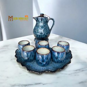 Bộ Ấm Chén Bát Tràng - Lam Thạch An Nhiên - NT01