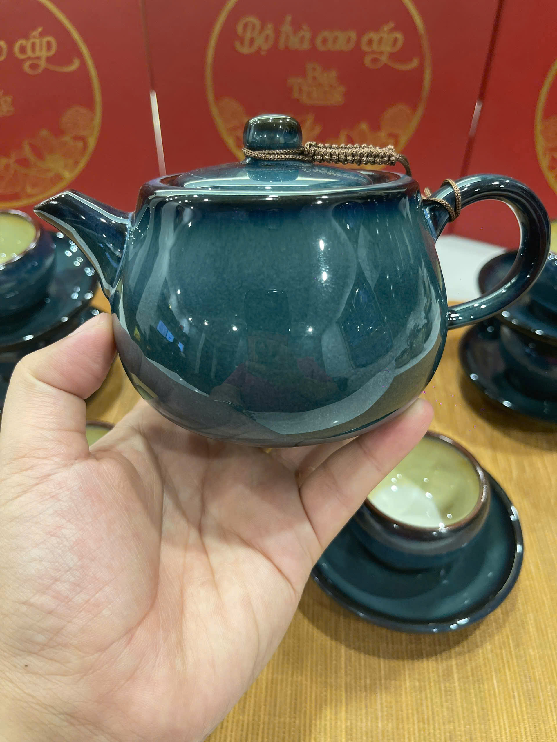 Bộ Ấm Chén Bát Tràng Xanh Ngọc Độc Bản - HB01 - Ảnh 6