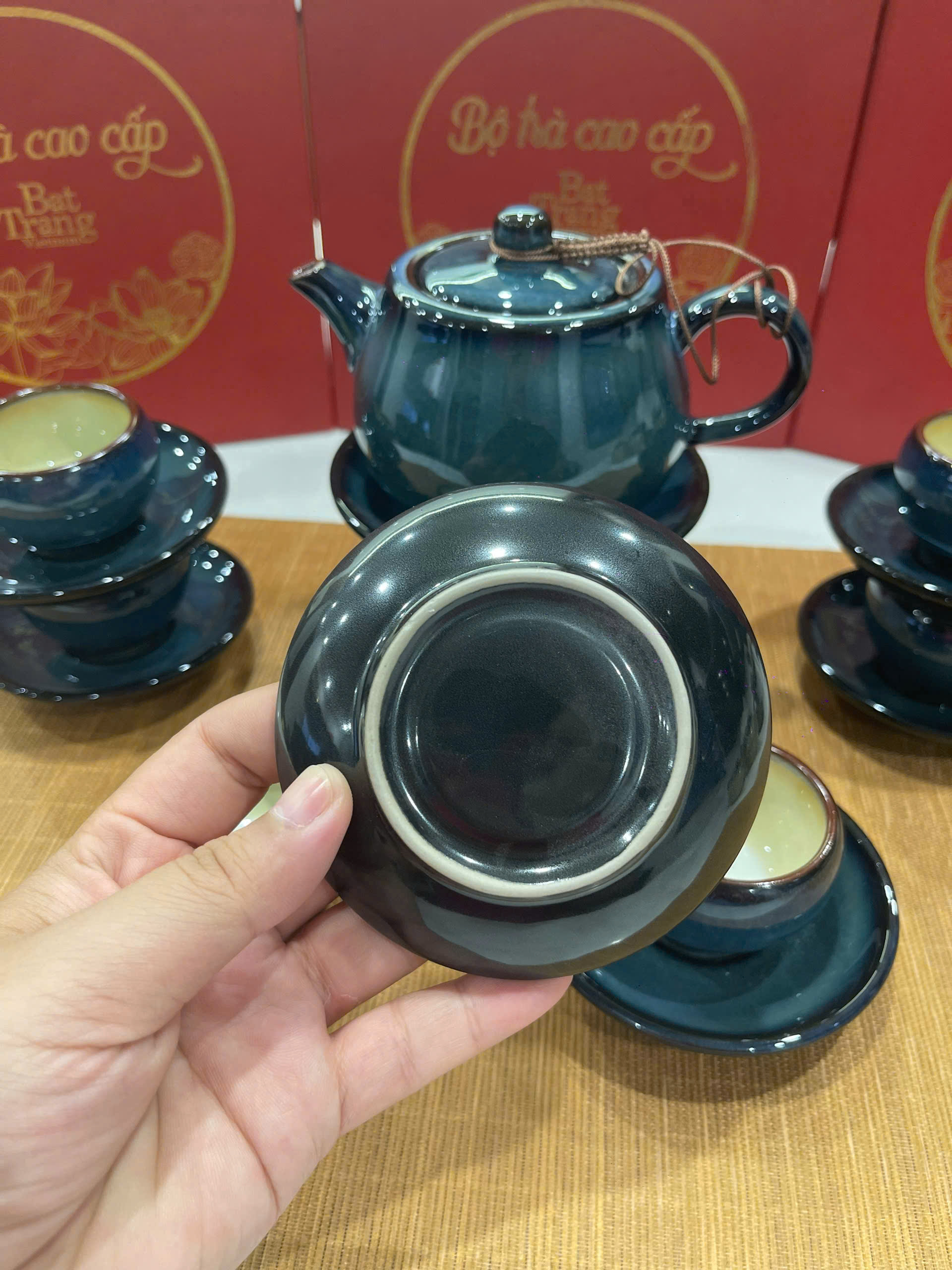 Bộ Ấm Chén Bát Tràng Xanh Ngọc Độc Bản - HB01 - Ảnh 5