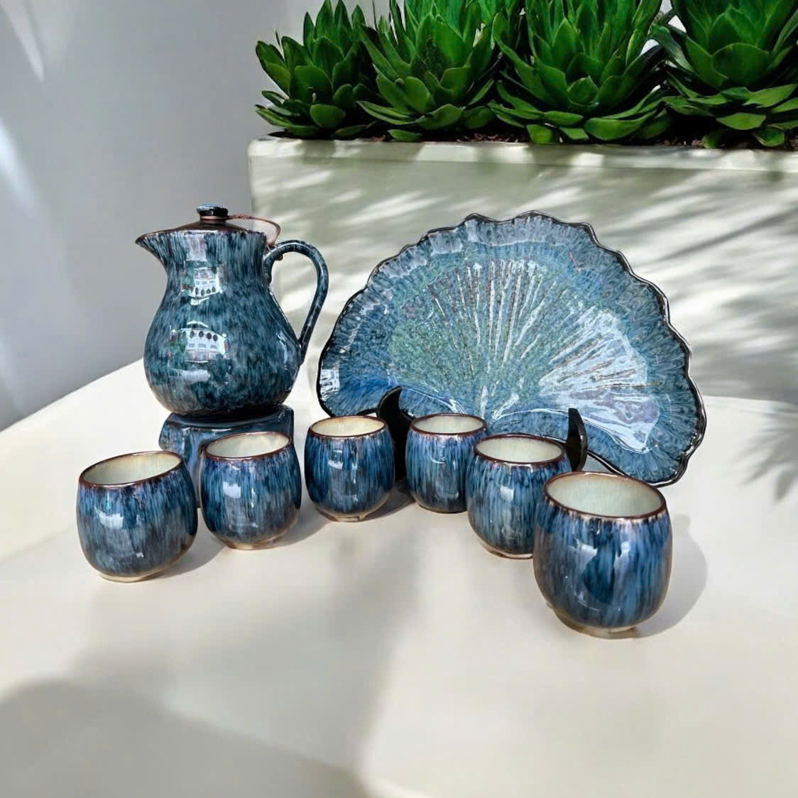 Bộ Ấm Chén Bát Tràng - Lam Thạch An Nhiên - NT01 - Ảnh 3